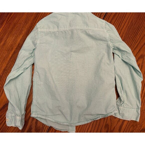 Carter's Green and White Vertical Striped Collared Button down dress shirt - Picture 4 of 4
